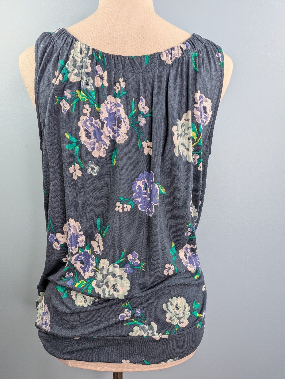 LOFT Tank Top Floral Bubble Hem Large